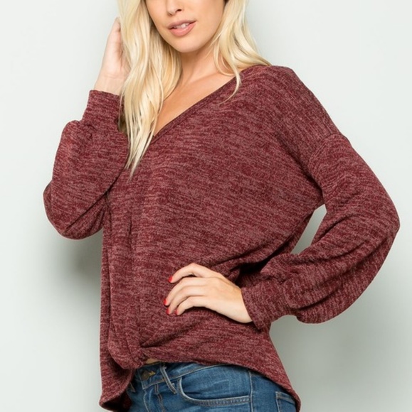 BOGO FREE! Twist front puff sleeve top - Picture 6 of 7